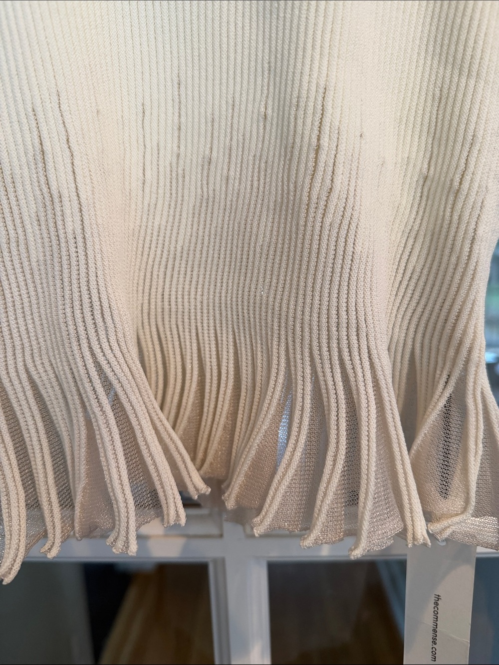 Commense Ivory Ribbed Fringe Sleeveless Top - Picture 2 of 4